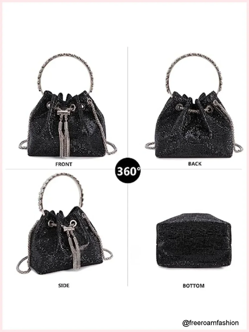 10,000 Crystal Rhinestone Clutch Purse Sparkly Evening Handbag Tassel